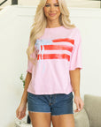 Pink Bow Flag Tee