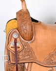 HILASON Western Horse Cutter Trail Barrel American Leather Saddle Tan