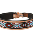 Hilason Western Style Heavy Duty Beaded American Leather Pet Dog Collar