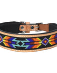 Hilason Western Style Heavy Duty Beaded American Leather Pet Dog Collar