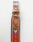 Hilason Western Style Heavy Duty Beaded American Leather Pet Dog Collar