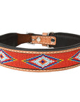 Hilason Western Style Heavy Duty Beaded American Leather Pet Dog Collar