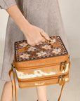 American Darling Jewelry Case Hand Tooled Hair On Genuine Leather Women Bag Western Handbag Purse |