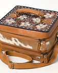 American Darling Jewelry Case Hand Tooled Hair On Genuine Leather Women Bag Western Handbag Purse |