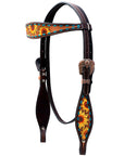 Comfytack Horse Floral Hand Painted Genuine Leather Breast Collar Headstall