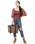 American Darling Adbg1298 Tote Hand Tooled Hair-On Genuine Leather Women Bag Western Handbag Purse