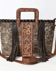 American Darling Adbg1298 Tote Hand Tooled Hair-On Genuine Leather Women Bag Western Handbag Purse