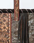American Darling Adbg1298 Tote Hand Tooled Hair-On Genuine Leather Women Bag Western Handbag Purse