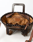 American Darling Adbg1298 Tote Hand Tooled Hair-On Genuine Leather Women Bag Western Handbag Purse