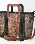 American Darling Adbg1298 Tote Hand Tooled Hair-On Genuine Leather Women Bag Western Handbag Purse