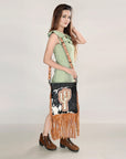 American Darling ADBG1299 Hand Tooled Hair-On Genuine Leather Women Bag Western Handbag Purse