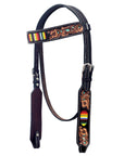Hilason Horse Floral Hand Carved American Leather Breast Collar Headstall Beaded Brown