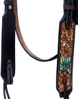 Hilason Horse Floral Hand Painted American Leather Breast Collar Headstall Cactus Brown