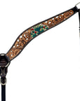 Hilason Horse Floral Hand Painted American Leather Breast Collar Headstall Cactus Brown