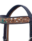 Hilason Horse Floral Hand Painted American Leather Breast Collar Headstall Cactus Brown