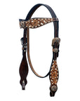 Hilason Horse Floral Hand Carved American Leather Breast Collar Headstall Concho Brown