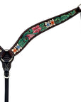 Hilason Horse Floral Hand Painted American Leather Breast Collar Headstall Brown