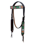 Hilason Horse Floral Hand Painted American Leather Breast Collar Headstall Brown
