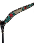 Hilason Horse Floral Hand Carved American Leather Breast Collar Headstall Brown