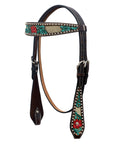 Hilason Horse Floral Hand Carved American Leather Breast Collar Headstall Brown