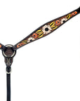 Hilason Horse Floral Hand Painted American Leather Breast Collar Headstall Brown