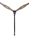 Hilason Horse Floral Hand Painted American Leather Breast Collar Headstall Brown