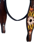 Hilason Horse Floral Hand Painted American Leather Breast Collar Headstall Brown