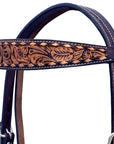 Hilason Horse Floral Hand Carved American Leather Breast Collar Headstall Brown