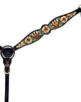 Hilason Horse Floral Hand Painted American Leather Breast Collar Headstall Brown