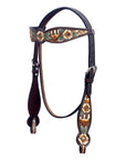 Hilason Horse Floral Hand Painted American Leather Breast Collar Headstall Brown