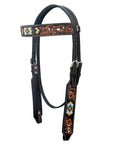 HILASON Western Leather Horse Headstall & Breast Collar Floral Beeded Brown | Leather Headstall | Leather Breast Collar