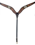 HILASON Western Leather Horse Headstall & Breast Collar Floral Beeded Brown | Leather Headstall | Leather Breast Collar