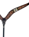 HILASON Western Leather Horse Headstall & Breast Collar Floral Beeded Brown | Leather Headstall | Leather Breast Collar