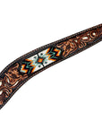 HILASON Western Leather Horse Headstall & Breast Collar Floral Beeded Brown | Leather Headstall | Leather Breast Collar