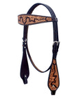 Hilason Horse Floral Hand Carved American Leather Breast Collar Headstall Brown