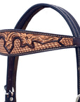 Hilason Horse Floral Hand Carved American Leather Breast Collar Headstall Brown