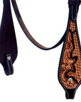 Hilason Horse Floral Hand Carved American Leather Breast Collar Headstall Brown