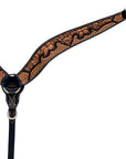 Hilason Horse Floral Hand Carved American Leather Breast Collar Headstall Brown