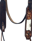 Hilason Horse Floral Hand Carved American Leather Breast Collar Headstall Brown