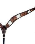 Hilason Horse Floral Hand Carved American Leather Breast Collar Headstall Brown