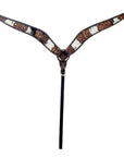 Hilason Horse Floral Hand Carved American Leather Breast Collar Headstall Brown