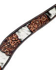 Hilason Horse Floral Hand Carved American Leather Breast Collar Headstall Brown
