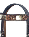 Hilason Horse Floral Hand Carved American Leather Breast Collar Headstall Brown