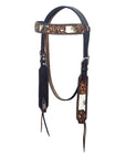 Hilason Horse Floral Hand Carved American Leather Breast Collar Headstall Brown