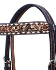 Hilason Horse Floral Hand Carved American Leather Breast Collar Headstall Brown