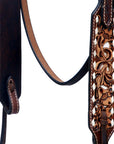 Hilason Horse Floral Hand Carved American Leather Breast Collar Headstall Brown