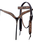 Hilason Horse Floral Hand Carved American Leather Breast Collar Headstall Brown