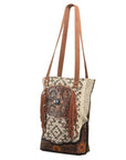 Ohlay Bags OHV114 Tote Hand Tooled Upcycled Canvas Genuine Leather Women Bag Western Handbag Purse