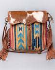 Ohlay Bags OHV120 Cross Body Ii Upcycled Wool Upcycled Canvas Hair-On Genuine Leather Women Bag Western Handbag Purse