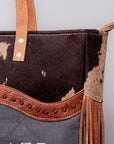 OHLAY WEEKENDER Upcycled Wool Embossed Genuine Leather women bag western handbag purse